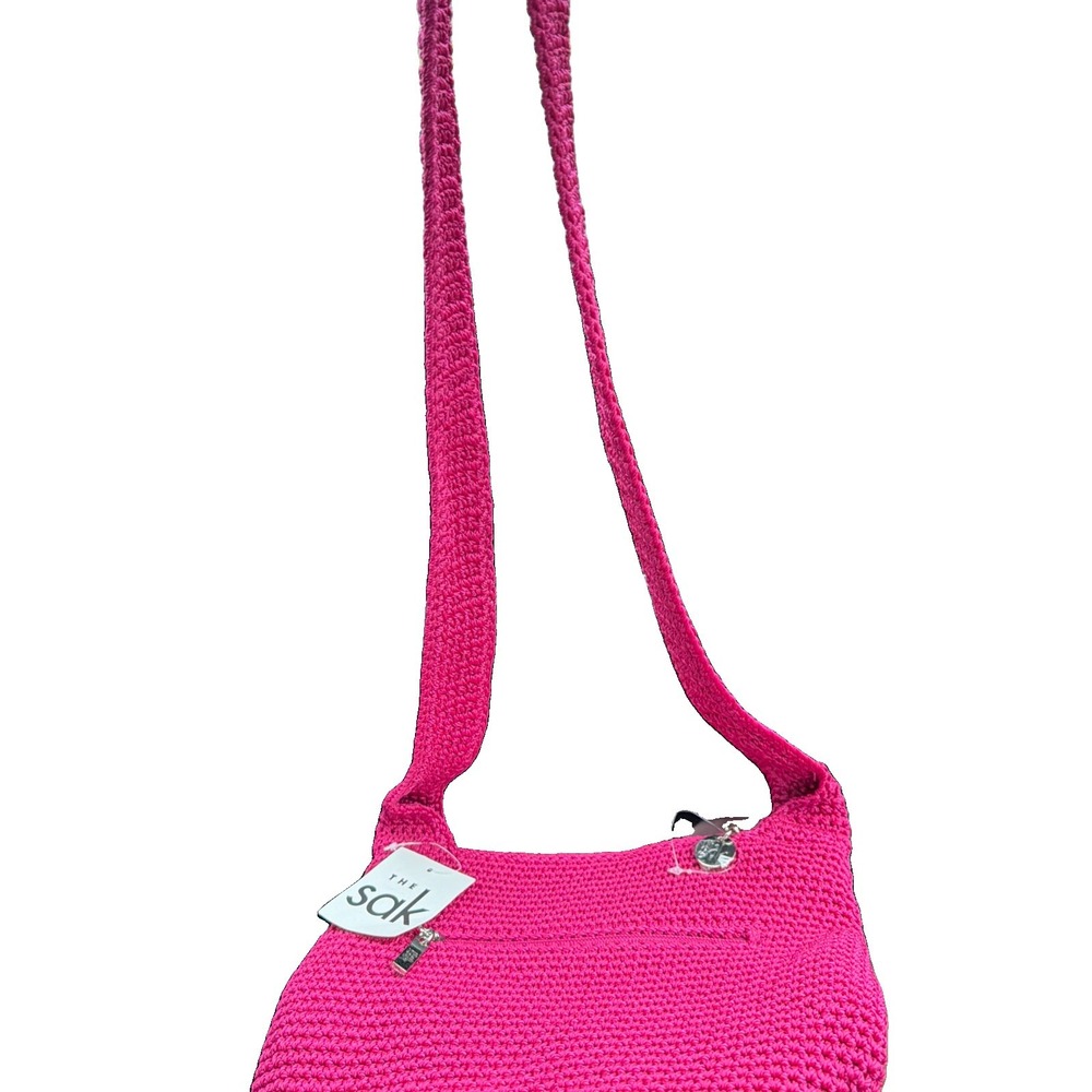 Shoulder Bag Womens The Sak Pink Pinkberry Crochet Craze 108941 Zip Boho Charm - Picture 5 of 9